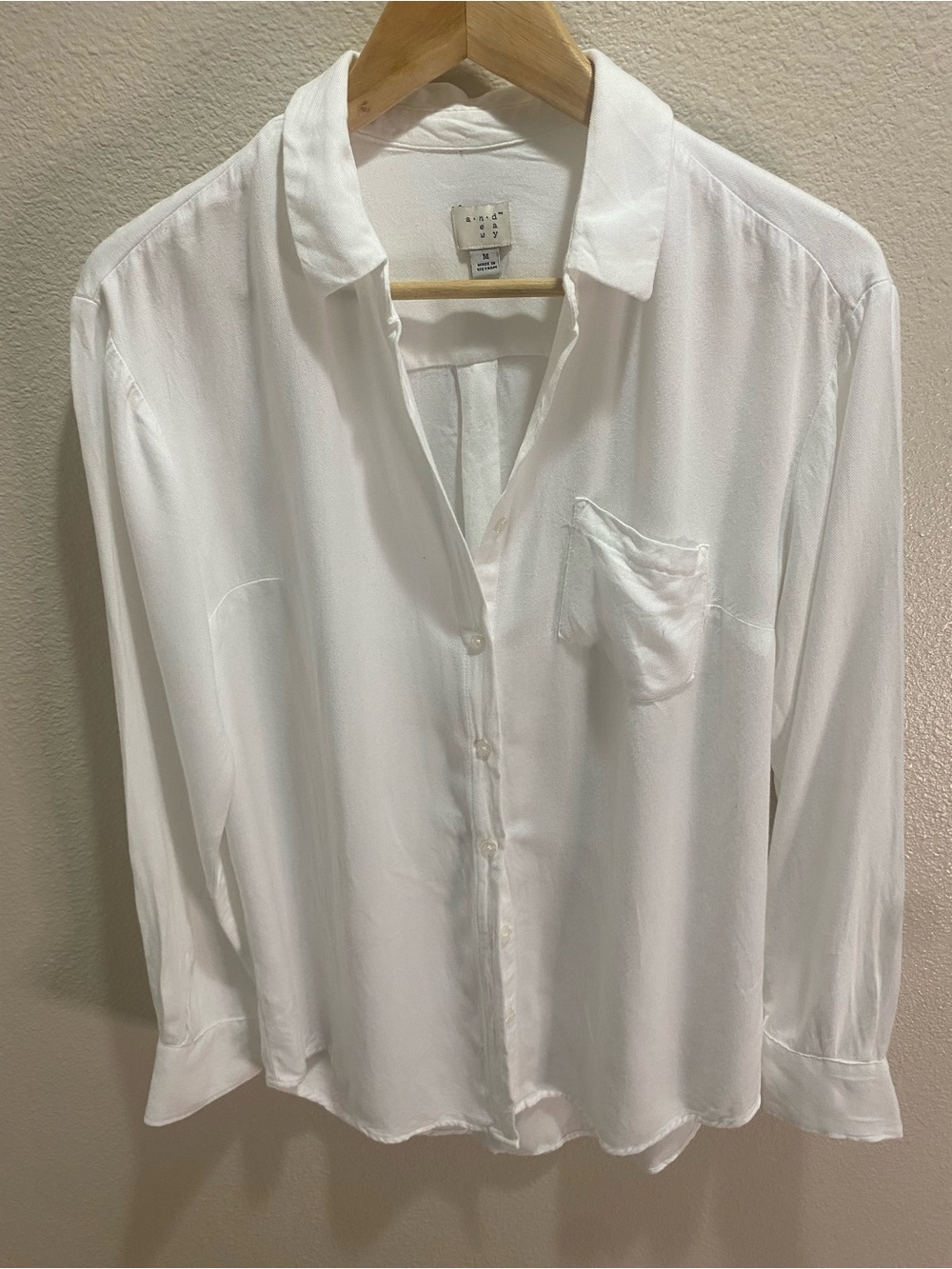 Vintage-White Relaxed Fit Button-Down Shirt - Unbranded